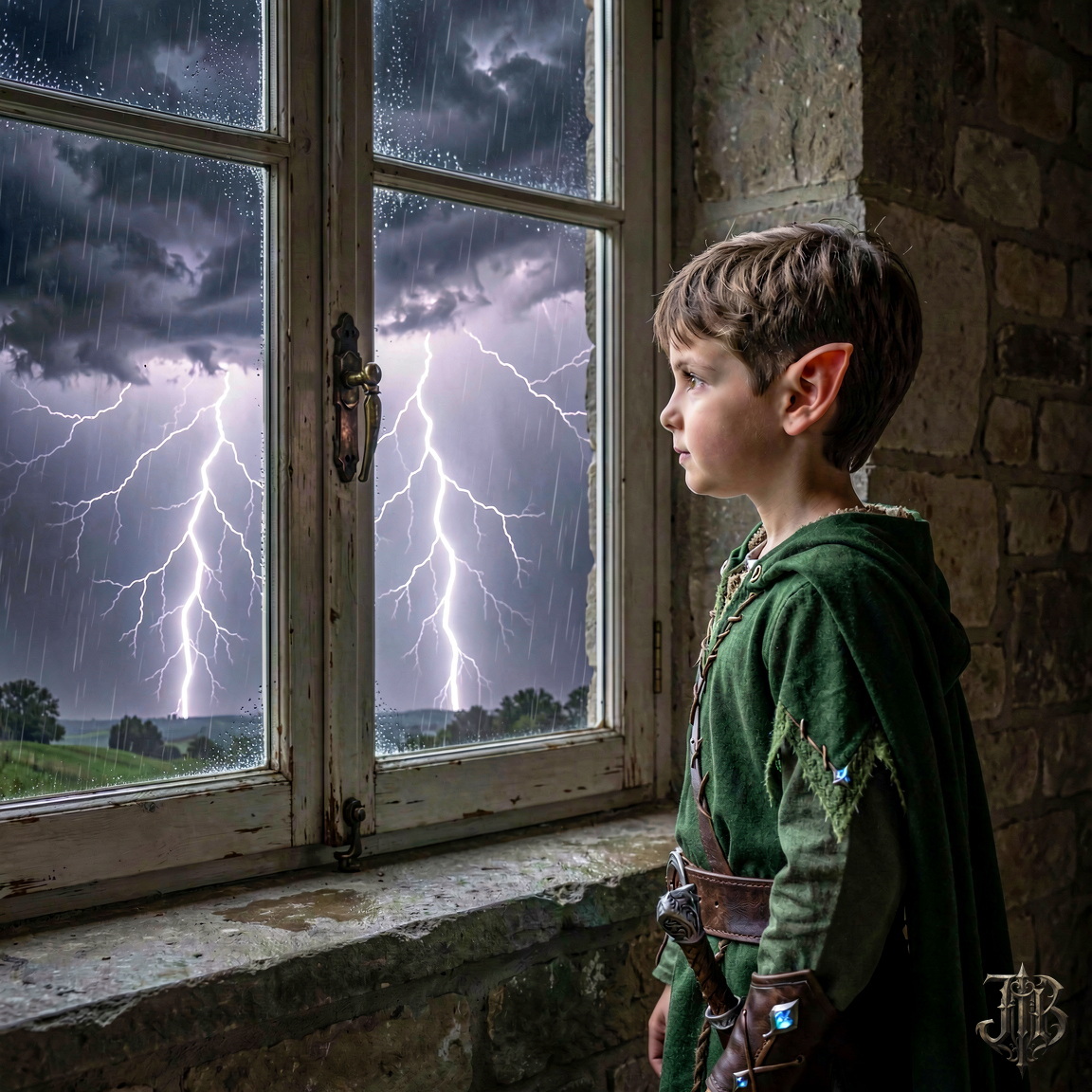 Am Fenster bei Gewitter